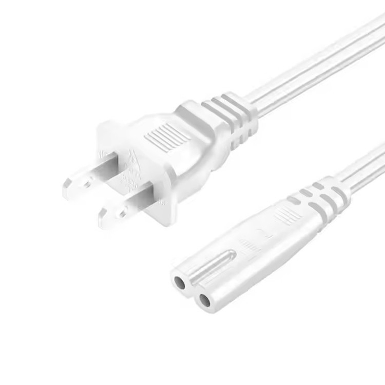 Goede kwaliteit puur koper 120V 18 Awg 2pin C7 Extension Line Spt-2 White AC Power Cord 5FT 2 Prong For Home Appliance Lap