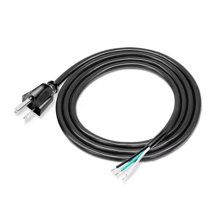 Hoogwaardig Amerikaans stroomkabel 3 pin zwart PVC 3 prong puur koperen plek 18awg 1.5 meter 5ft geschil en gebakken voor thuis
