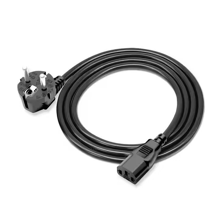 Zwarte 3G-verlenglijnkabel AC-stroomkabel In voorraad koper IEC Europa EU Pure VDE CEE PVC 0,75mm 1,5M Kartonnen doos