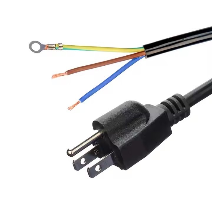 ETL-gecertificeerde 3-koperkern SJTW 10/12/14 Awg 3-prong PVC-geïsoleerde draad Nema 5-15p tot kaal einde AC-stroomkabels