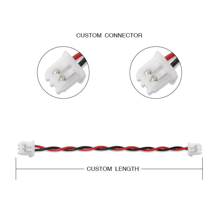 RY Brand JST Draadgordel XHP-2 Verbindingskabel 22AWG UL1007 Zwart Rood 2P lijmkabel