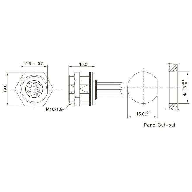 Fabriek MD WF 6 Pin Mini Din Cable, IP67 recht Isobus Cable Lvds Display Connector