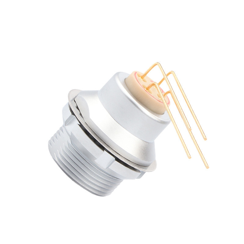 Industriële cirkelvormige 4-pins connector Z3 Externe vaste stopcontact Printplaat 90° Elbow Pin Core