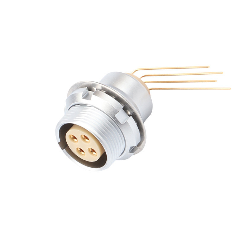 Industriële cirkelvormige 4-pins connector Z3 Externe vaste stopcontact Printplaat 90° Elbow Pin Core
