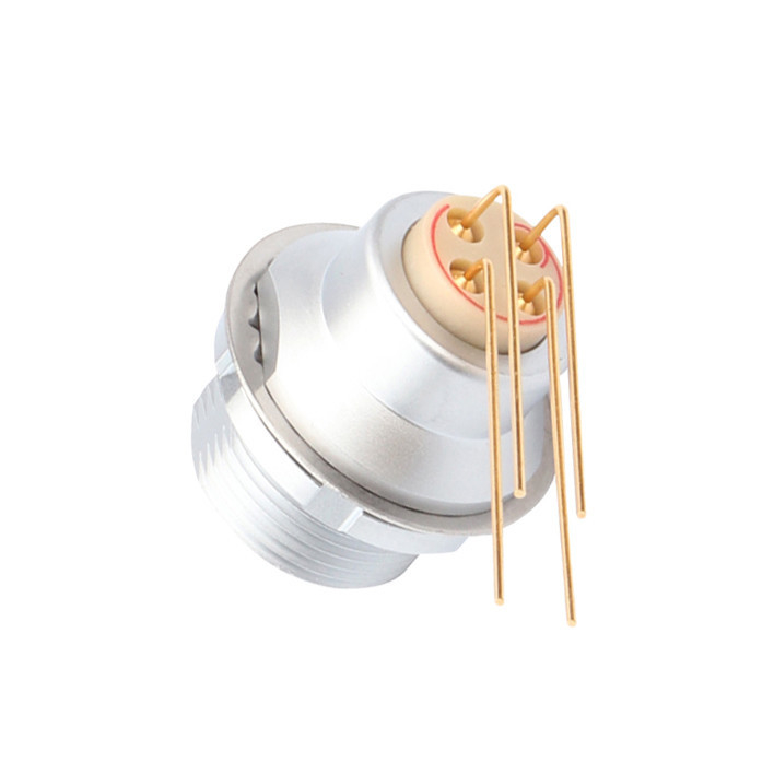 Industriële cirkelvormige 4-pins connector Z3 Externe vaste stopcontact Printplaat 90° Elbow Pin Core