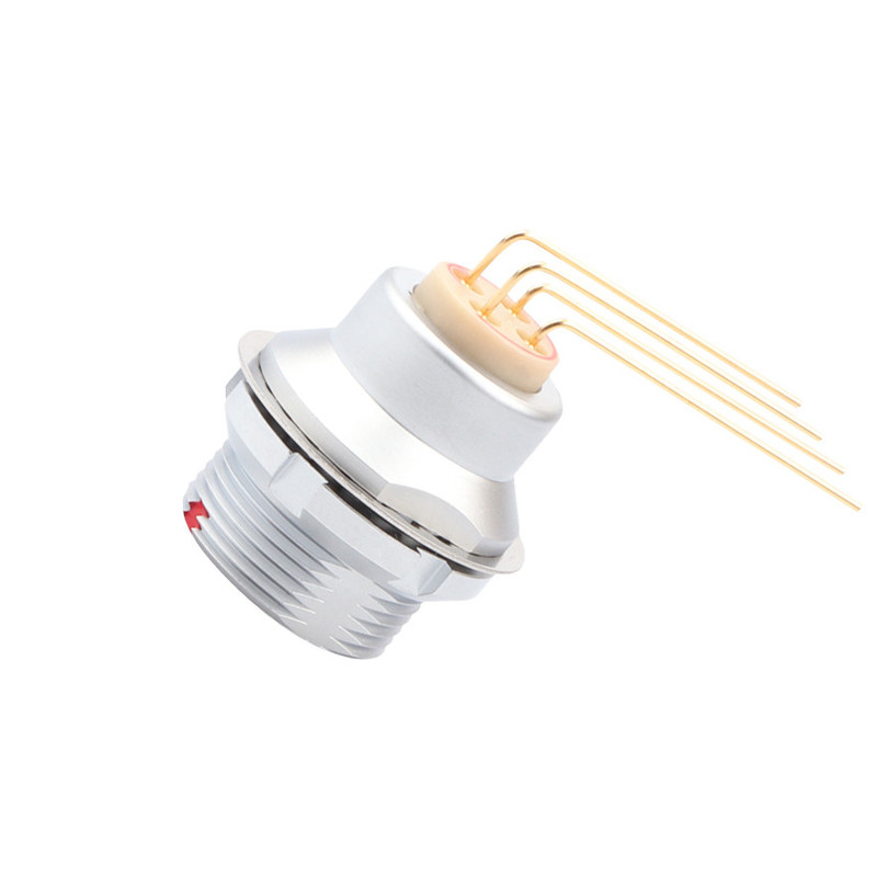 Industriële cirkelvormige 4-pins connector Z3 Externe vaste stopcontact Printplaat 90° Elbow Pin Core