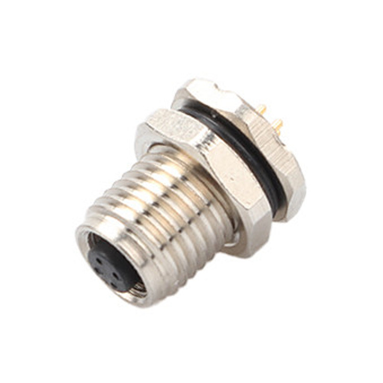 Fabriek aangepaste cirkelvormige connector M5 code-A 4Pin waterdicht serie vrouwelijke matten met M5 panel flens PCB mannelijke stopcontact