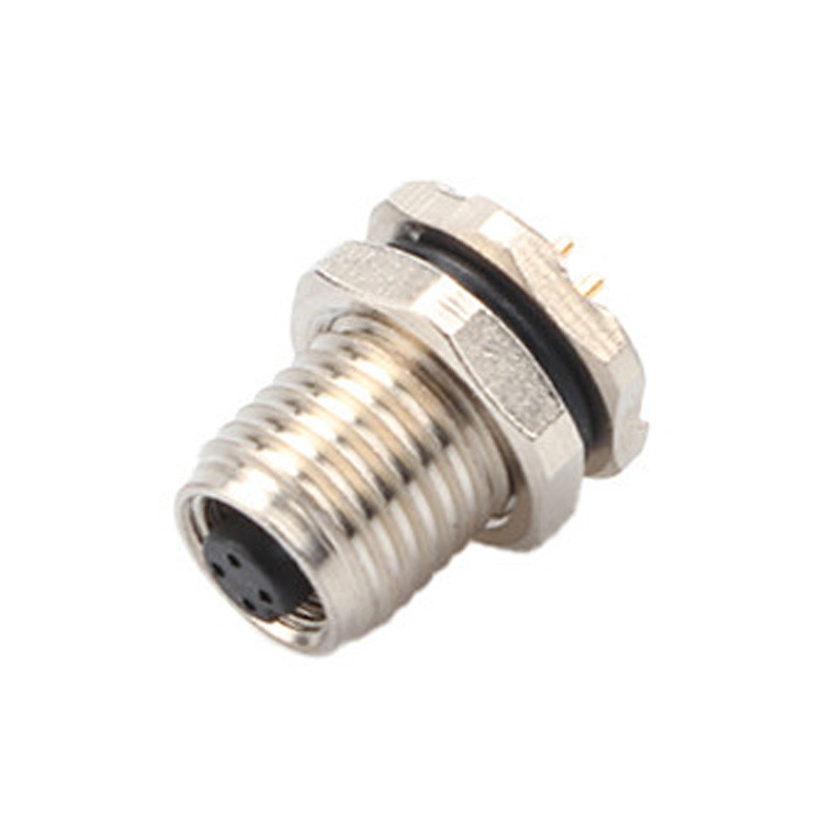 Fabriek aangepaste cirkelvormige connector M5 code-A 4Pin waterdicht serie vrouwelijke matten met M5 panel flens PCB mannelijke stopcontact