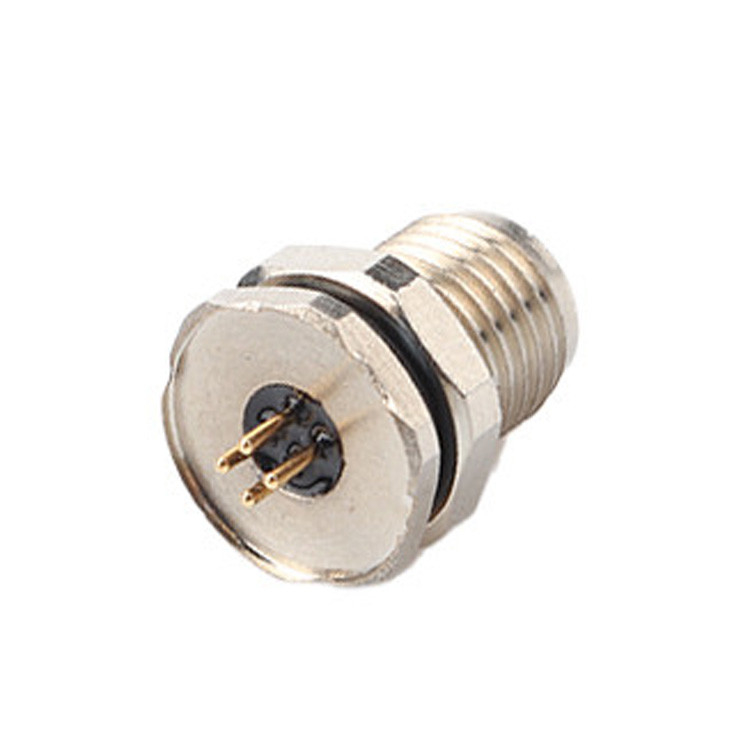 Fabriek aangepaste cirkelvormige connector M5 code-A 4Pin waterdicht serie vrouwelijke matten met M5 panel flens PCB mannelijke stopcontact