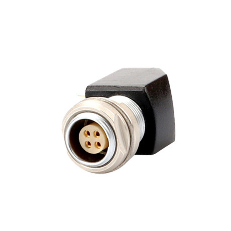 B-serie Z12 4Pin Double Nut Fixed Angle Socket 90° Angled Double Nut Fixed voor printplaten