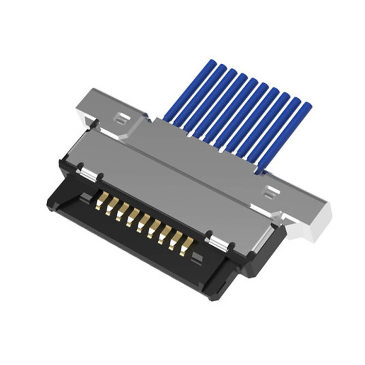 Micro-coaxiale kabelconclusie 20345-010T32R met 0,4 mm tussenlaag en horizontale koppeling type10-pin LVDS micro-coaxiale aansluiting