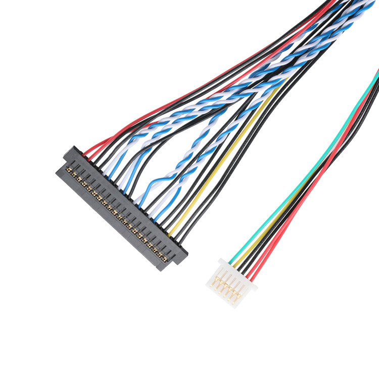 OEM/ODM LVDS-kabelassemblage van JAE FI-X30HL 30P 1.0mm pitch naar JAE FI-S20S 20P en SHLP-6P