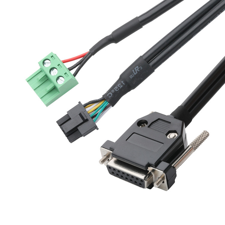 Op maat gemaakte industriële kabelconnectoren, pitch 3,0 mm DB-15P Vrouwelijk tot HSG 43025-0800 En pitch 5,8 mm 691352710003