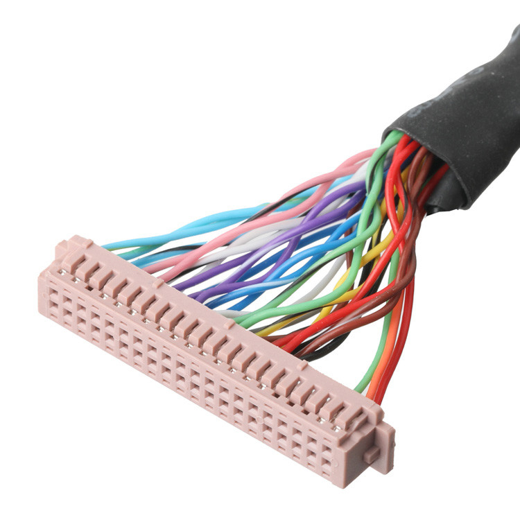 OEM/ODM LVDS-kabelassemblage van  DF13-40Pin met 1.25mm pitch tot HD-SUB 26P Vrouwelijke soldeer UL 1007 20AWG kabel