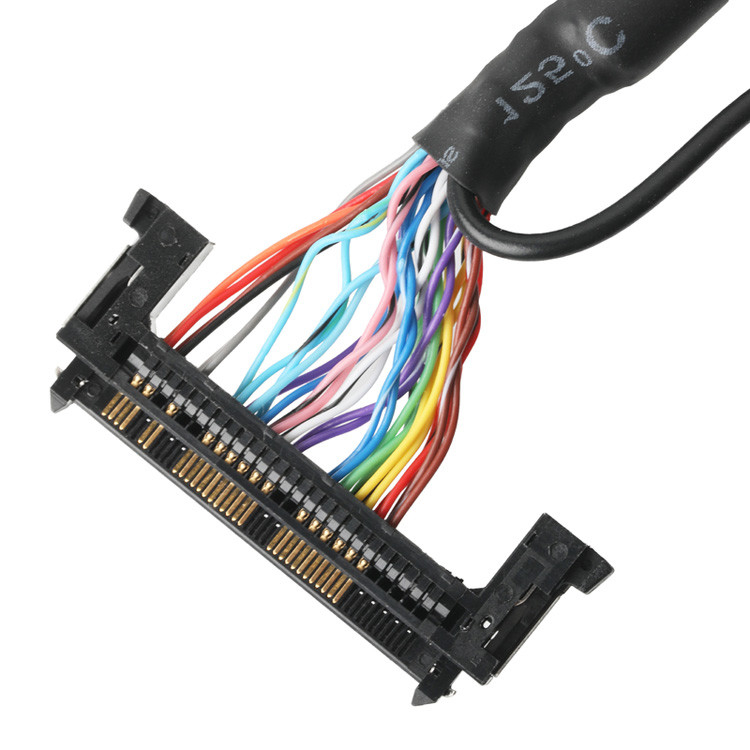 OEM/ODM LVDS-kabelassemblage van JAE FI-RE51HL 51-pin naar HD-SUB 26-pin mannetje soldeer UL 1007 20AWG kabel