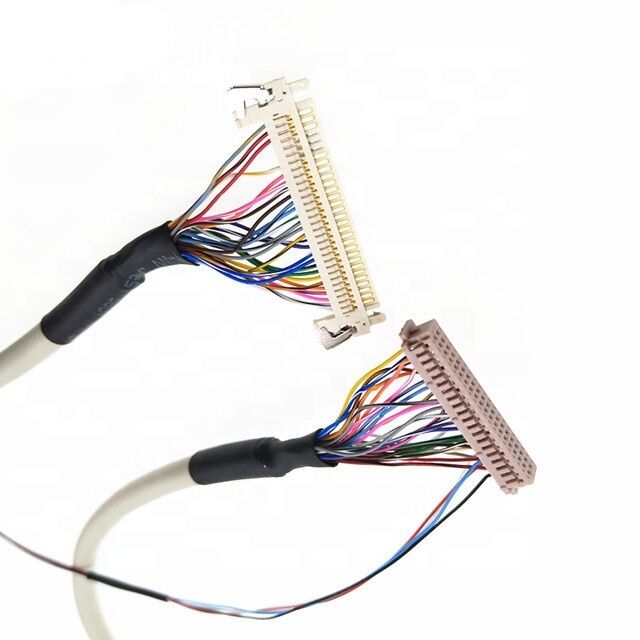 Custom LVDS Cable 30PIN to 40PIN with 20-60pin Range and 24-40AWG Wire Size for LCD/Display Applications
