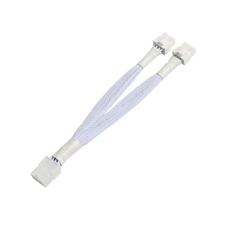 Witte gesleevede PCIe voedingskabel vrouwelijk naar dubbele 8P(6+2)pin mannelijke GPU VGA voedingskabel met 16AWG/18AWG en 20cm lengte