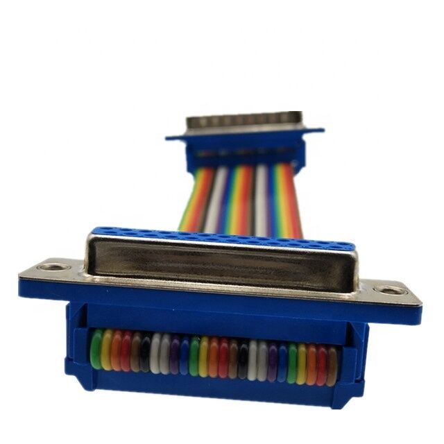 25-pins vergulde D-Sub connector met platte lintkabel op maat en IDC krimpaansluiting