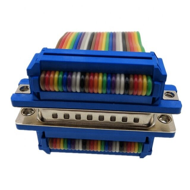 25-pins vergulde D-Sub connector met platte lintkabel op maat en IDC krimpaansluiting