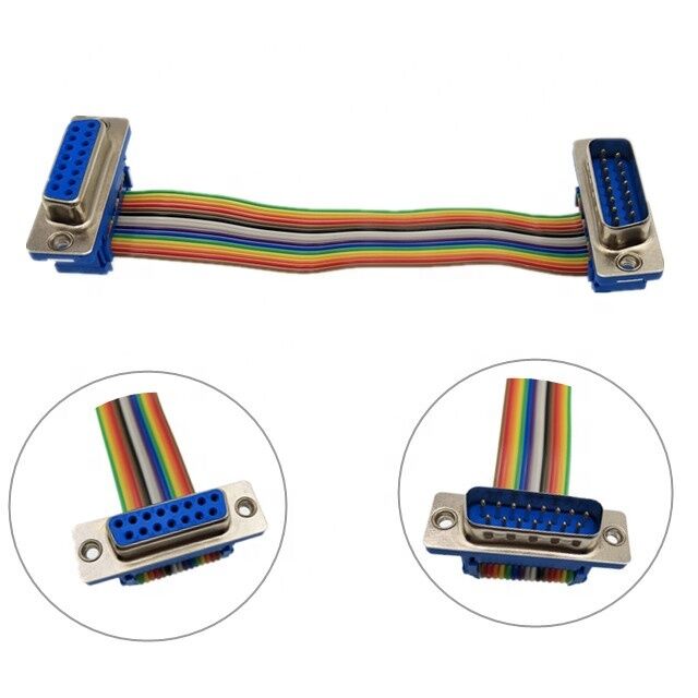 OEM ODM RS232 15Pin D-Sub verguld connector Flat Ribbon Cable Assembly met aanpasbare lengte