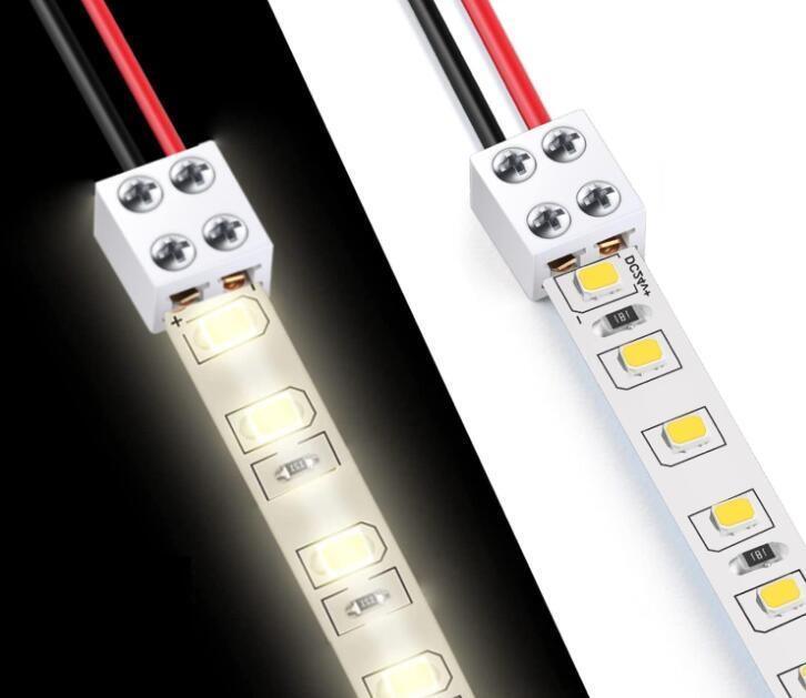 RY 8mm 25pcs Solderless LED Tape Light Connector 2 Pin Screw Down Terminal Block Connector Led Connectors for Strip Lights