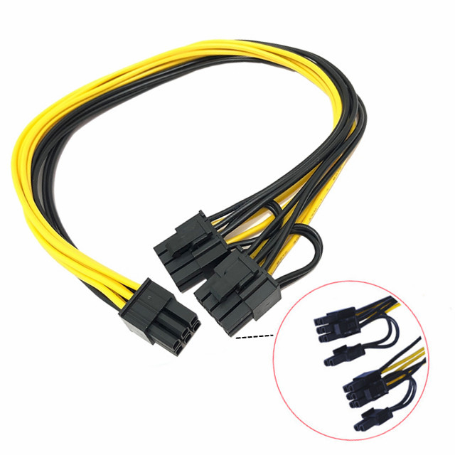 Pcie6pin Mannetje aan de Dubbele van de de Machtskabel van 8pin Mannelijke Gpu Splitser 18awg 100MM 20CM