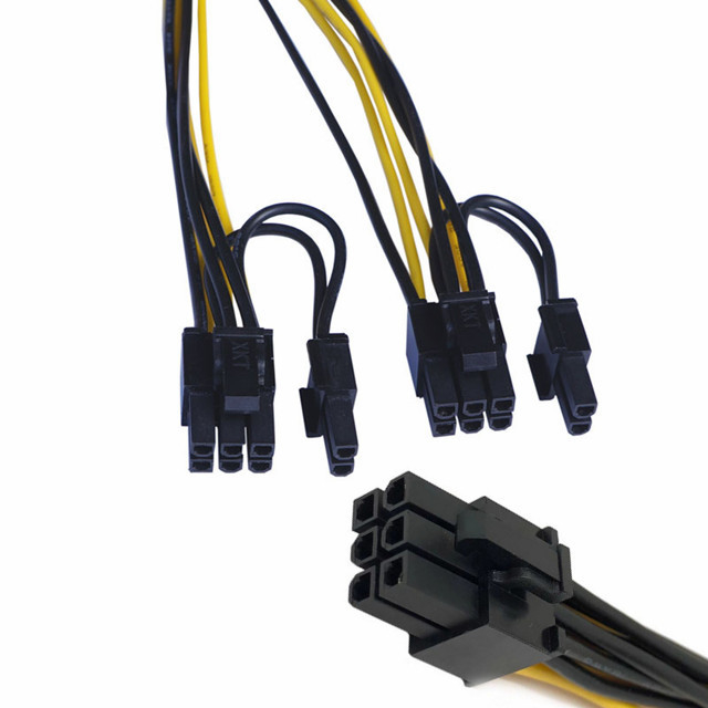 Pcie6pin Mannetje aan de Dubbele van de de Machtskabel van 8pin Mannelijke Gpu Splitser 18awg 100MM 20CM