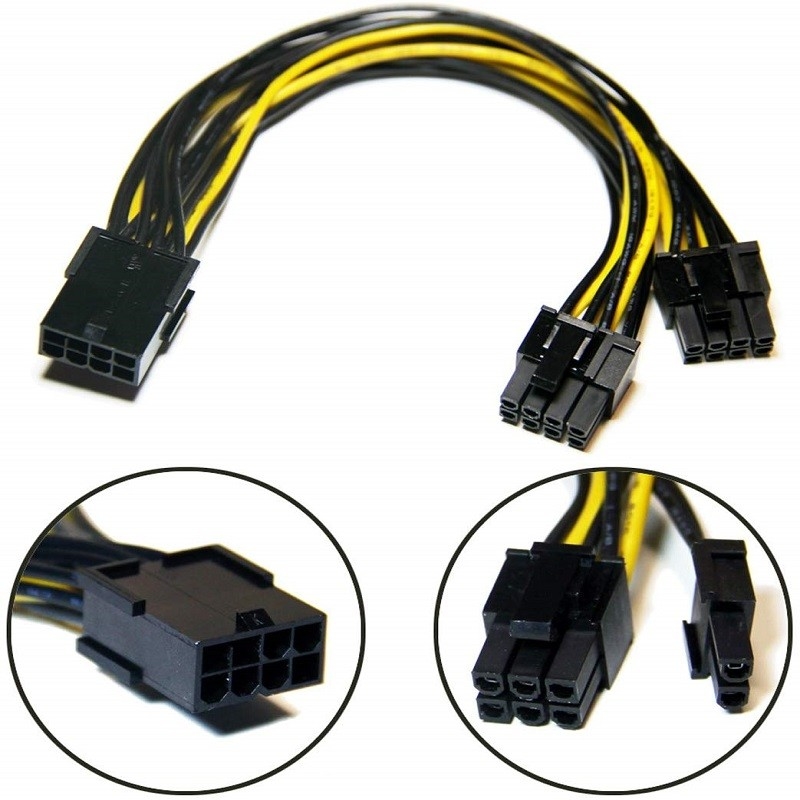 Pcie8pin Wijfje aan Dubbele PciE 6 Vga van 2pin Mannelijke de Convertorkabel 18awg 20cm van de Splitsersmacht voor de Videokaart van Grafiekgpu